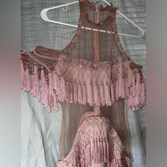 ✨NEW LUXURIOUS DESIGNER PINK PASTEL TASSEL FRINGE RHINESTONE MINI BIRTHDAY DRESS - Picture 2 of 10